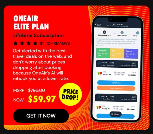 OneAir Elite Plan: Lifetime Subscription (Save Big on Flights, Hotels & More)