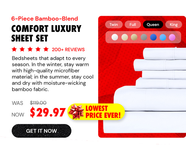 6-Piece Bamboo-Blend Comfort Luxury Sheet Set