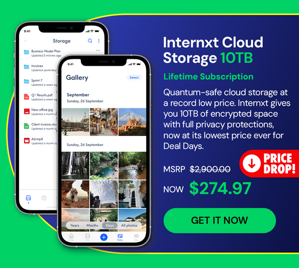 Internxt Cloud Storage Lifetime Subscription: 10TB Plan