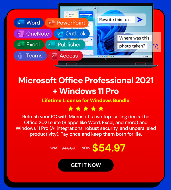 The Ultimate Microsoft Office Professional 2021 for Windows: Lifetime License + Windows 11 Pro Bundle