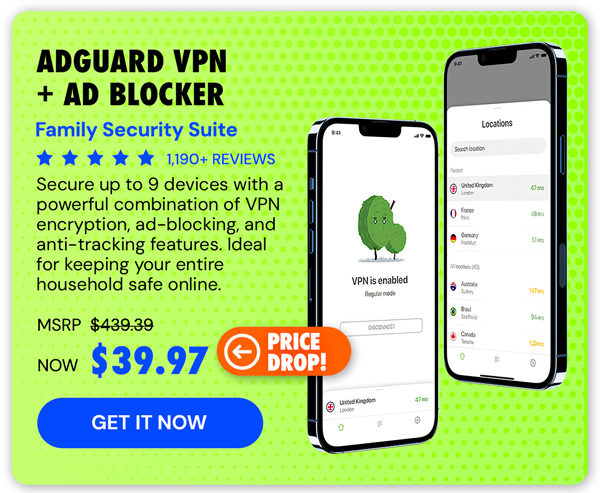 AdGuard VPN + Ad Blocker Family Security Suite