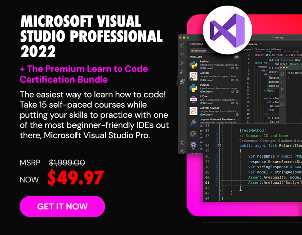 Microsoft Visual Studio Professional 2022 + The Premium Learn to Code Certification Bundle