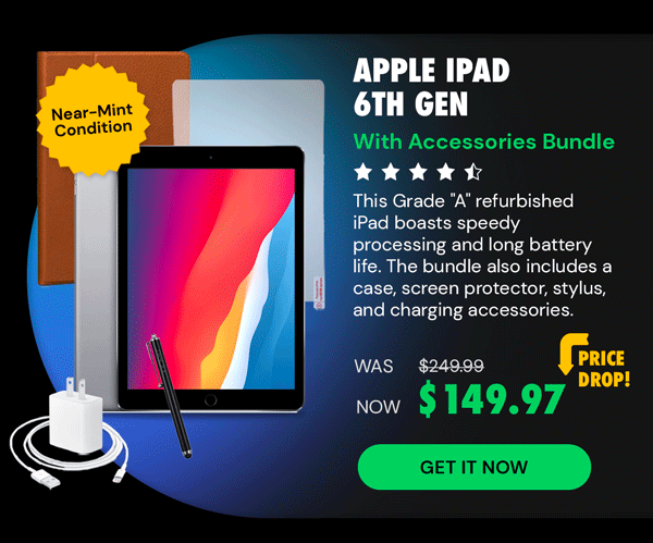 Apple iPad 6th Gen 9.7” (2018) 32GB - Space Gray (Refurbished: Wi-Fi Only) + Accessories Bundle