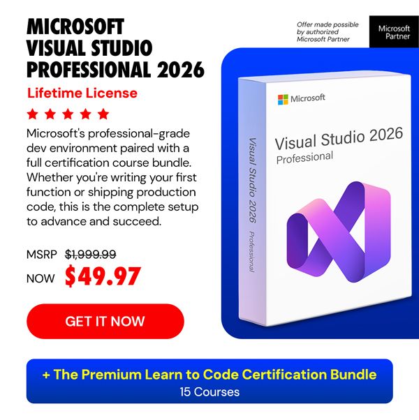 Microsoft Visual Studio Professional 2026 + The Premium Learn to Code Certification Bundle