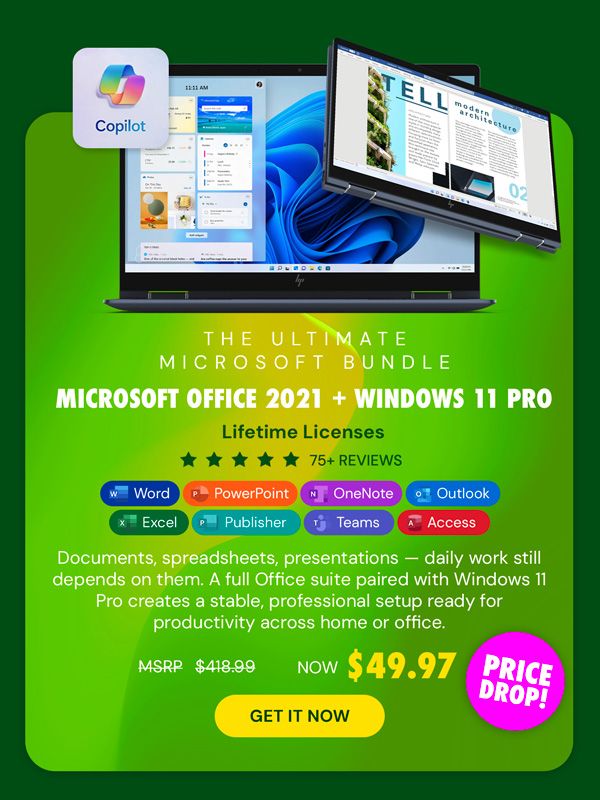 The Ultimate Microsoft Office Professional 2021 for Windows: Lifetime License + Windows 11 Pro Bundle