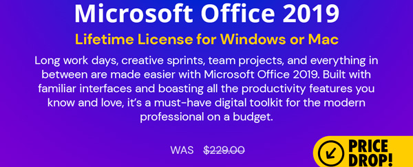 Microsoft Office 2019 for Windows or Mac | Lifetime License