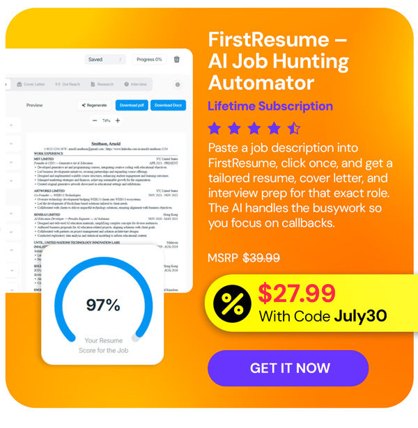 FirstResume - AI Job Hunting Automator: Lifetime Subscription