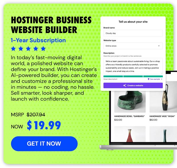 Hostinger Business Website Builder: 1-Yr Subscription