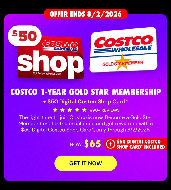 Costco 1-Year Gold Star Membership + $50 Digital Costco Shop Card
