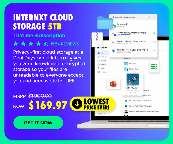 Internxt Cloud Storage: Lifetime Subscription (5TB Plan)