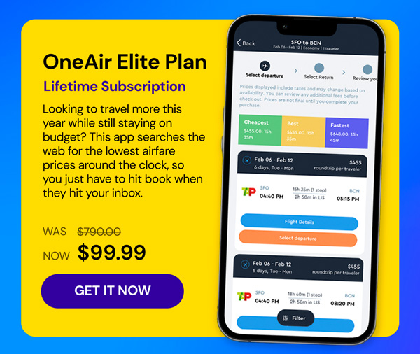 OneAir Elite Plan: Lifetime Subscription (Save Big on Flights, Hotels & More)