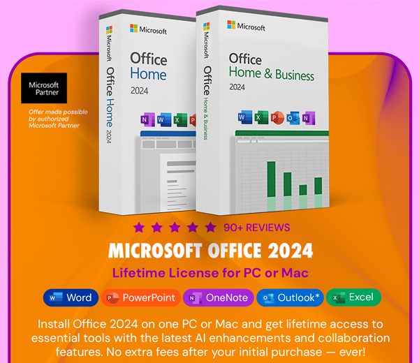Microsoft Office 2024 Home or Home & Business for Mac or PC Lifetime License
