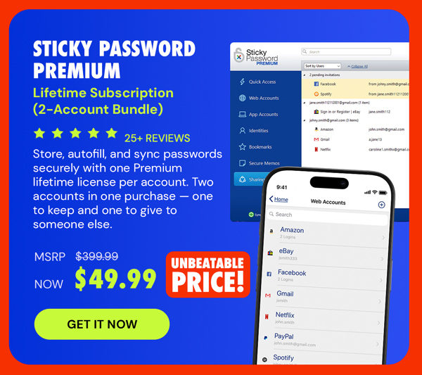 Sticky Password Premium Lifetime Subscription: 2-Account Bundle