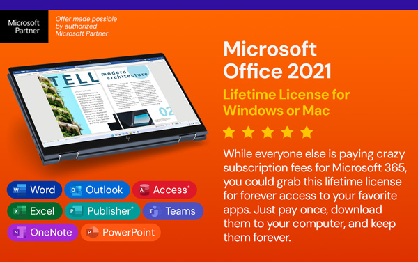 Microsoft Office 2021 for Windows or Mac: Lifetime License