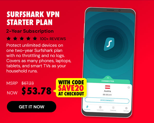 SurfShark VPN Starter Plan: 2-Yr Subscription
