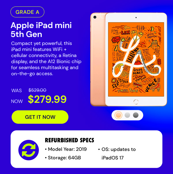 Apple iPad Mini 5th Gen (2019) WiFi & Cellular Unlocked (Refurbished)