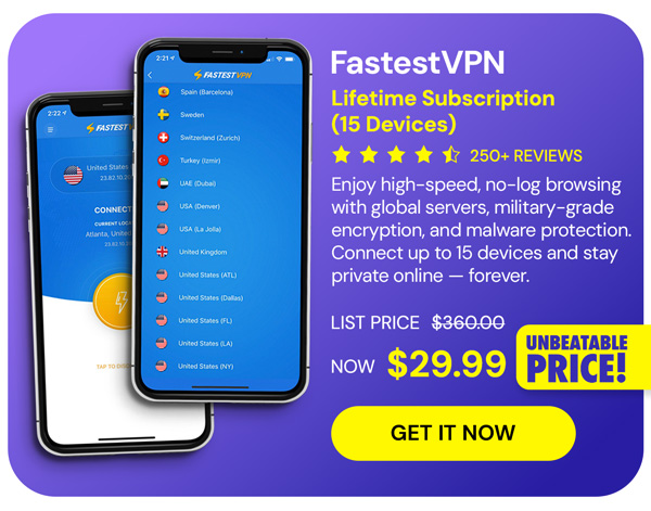 FastestVPN: Lifetime Subscription (15 Devices)
