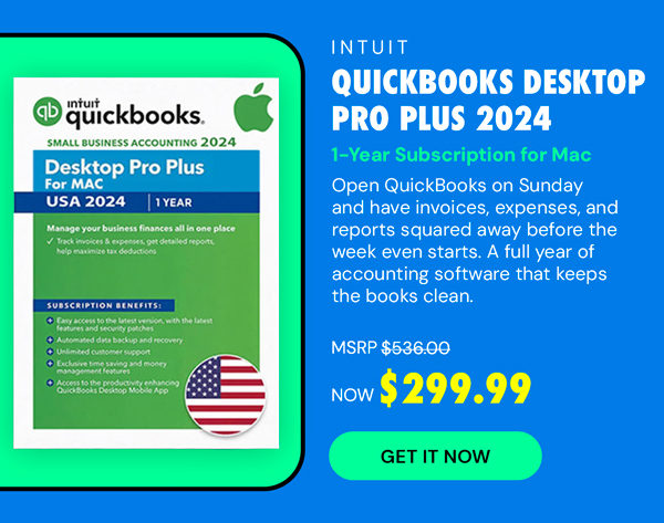 Intuit QuickBooks Desktop Pro Plus 2024 for Mac (1 User): 1-Year Subscription