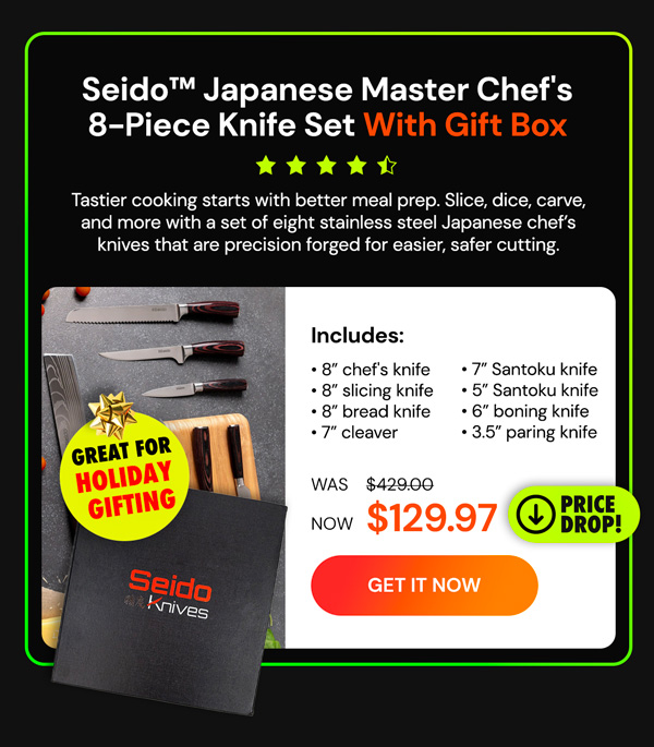 Seido Japanese Master Chef's 8-Piece Knife Set w Gift Box