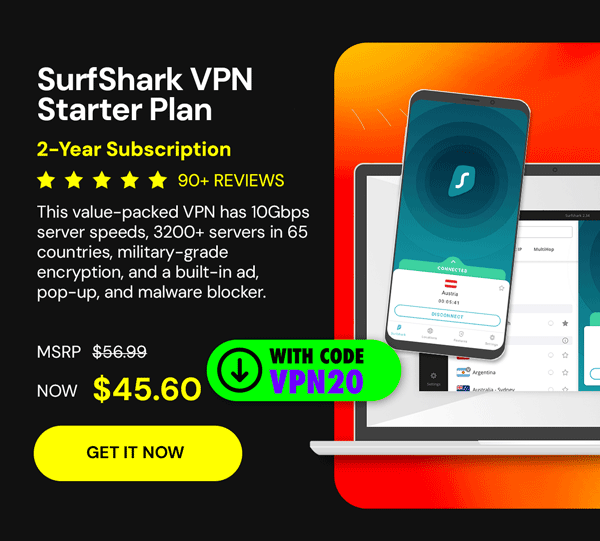 SurfShark VPN Starter Plan: 2-Yr Subscription