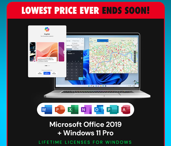 The All-in-One Microsoft Office Pro 2019 for Windows: Lifetime License + Windows 11 Pro Bundle