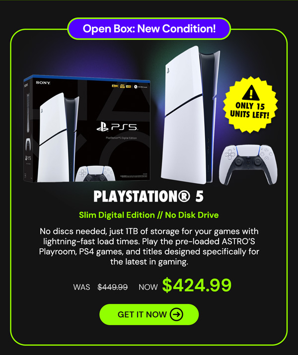 Sony PlayStation® 5 Digital Edition (Slim) 1TB - No Disk Drive (New - Open Box)