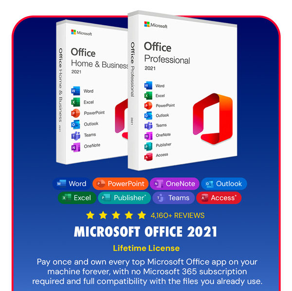 Microsoft Office 2021 for Windows or Mac: Lifetime License