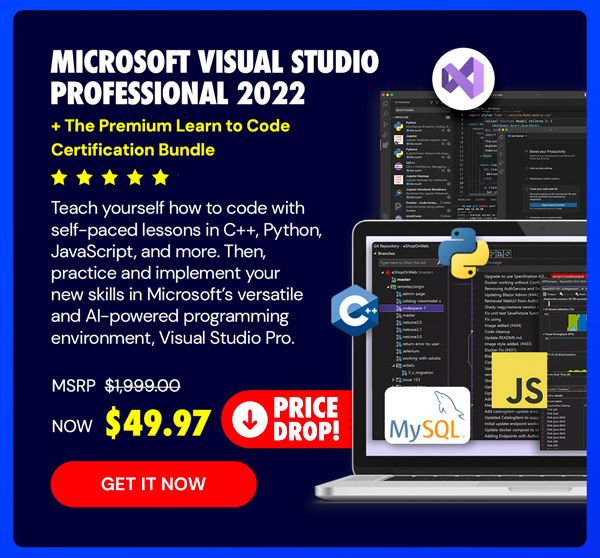 Microsoft Visual Studio Professional 2022 + The Premium Learn to Code Certification Bundle