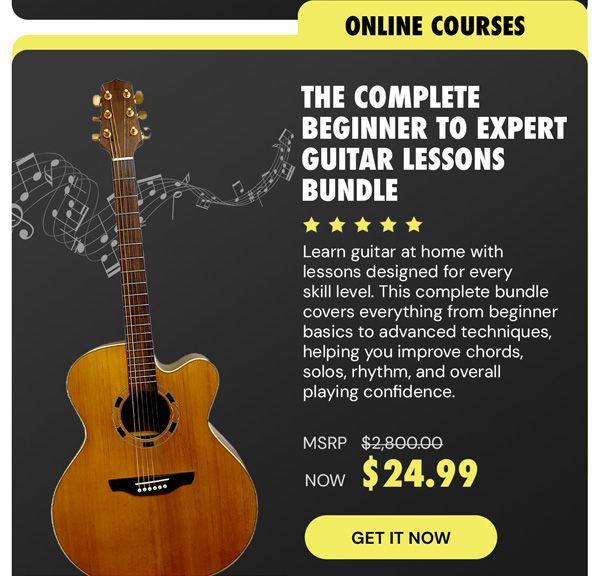 The Complete Beginner to Expert Guitar Lessons Bundle