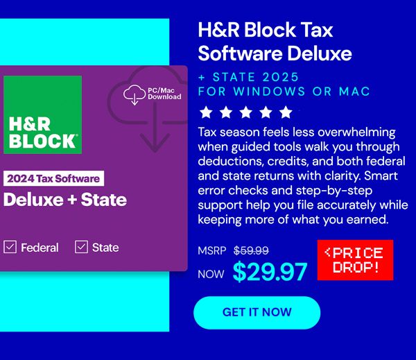 H&R Block Tax Software Deluxe + State 2025 Win/Mac [PC/Mac Online Code]