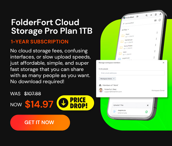 FolderFort Cloud Storage Pro Plan: 1-Year Subscriptions