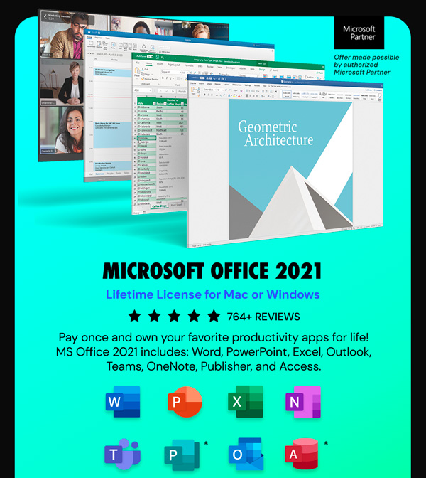 Microsoft Office 2021 for Windows or Mac: Lifetime License (Non Binding)