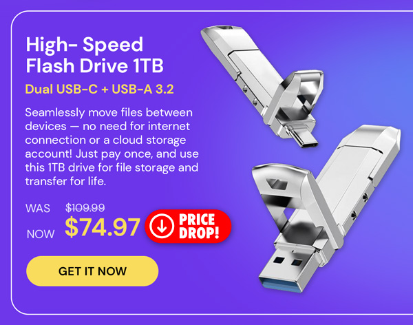 Dual USB-C + USB-A 3.2 High Speed Flash Drive (1TB)