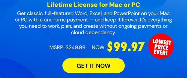 Microsoft Office 2024 Home & Business for Mac or PC Lifetime License