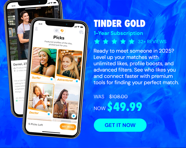 Tinder Gold: 1-Year Subscription
