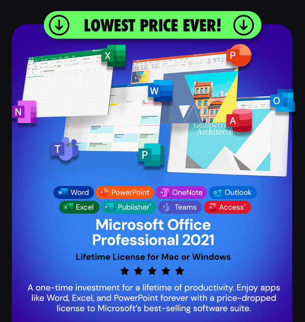 Microsoft Office 2021 for Windows or Mac: Lifetime License