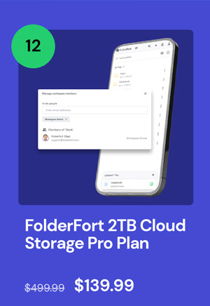 FolderFort 2TB Cloud Storage Pro Plan: Lifetime Subscription