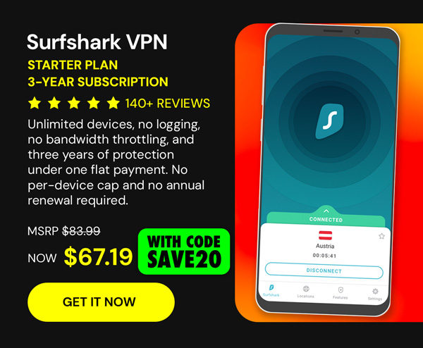 Surfshark VPN Starter Plan: 3-Yr Subscription