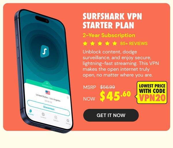 SurfShark VPN Starter Plan: 2-Yr Subscription