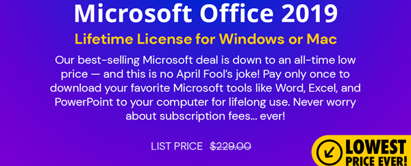 Microsoft Office 2019 for Windows or Mac | Lifetime License