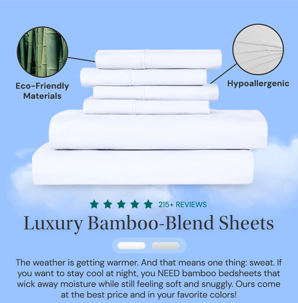 6-Piece Bamboo-Blend Comfort Luxury Sheet Set in a Variety of Sizes and Colors