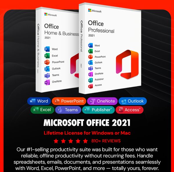 Microsoft Office 2021 for Windows or Mac: Lifetime License