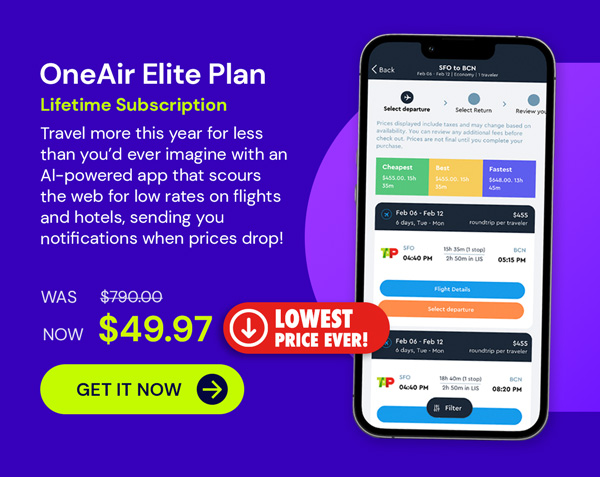 OneAir Elite Plan: Lifetime Subscription (Save Big on Flights, Hotels & More)