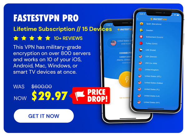 FastestVPN PRO: Lifetime Subscription (15 Devices)