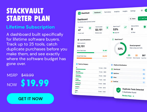 StackVault Starter Plan: Lifetime Subscription