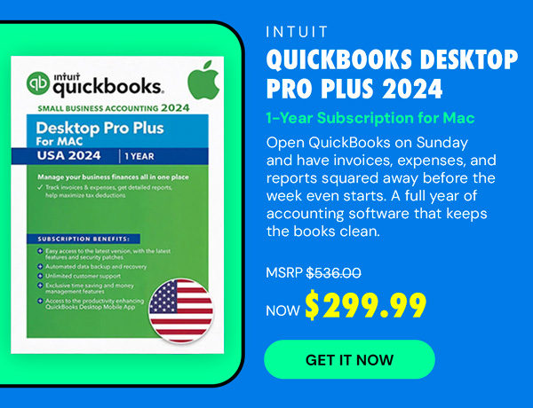 Intuit QuickBooks Desktop Pro Plus 2024 for Mac (1 User): 1-Year Subscription