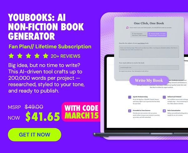Youbooks AI Non-Fiction Book Generator: (Fan Plan) Lifetime Subscriptions