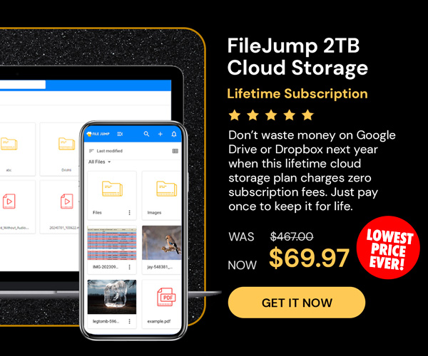 FileJump 2TB Cloud Storage: Lifetime Subscription