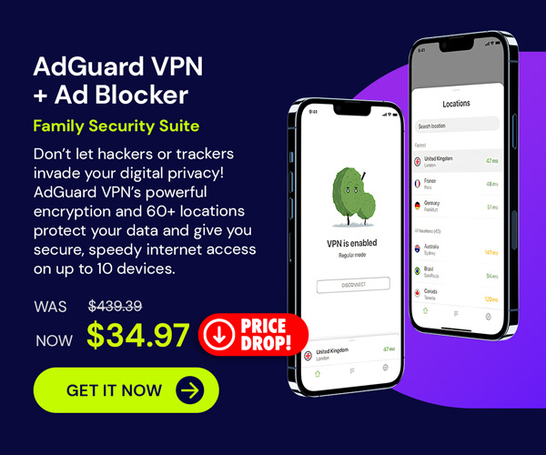 AdGuard VPN + Ad Blocker Family Security Suite