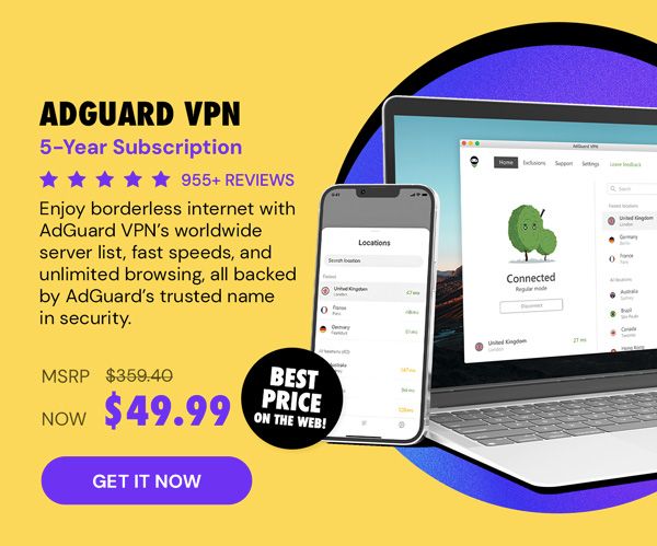 AdGuard VPN: 5-Yr Subscription